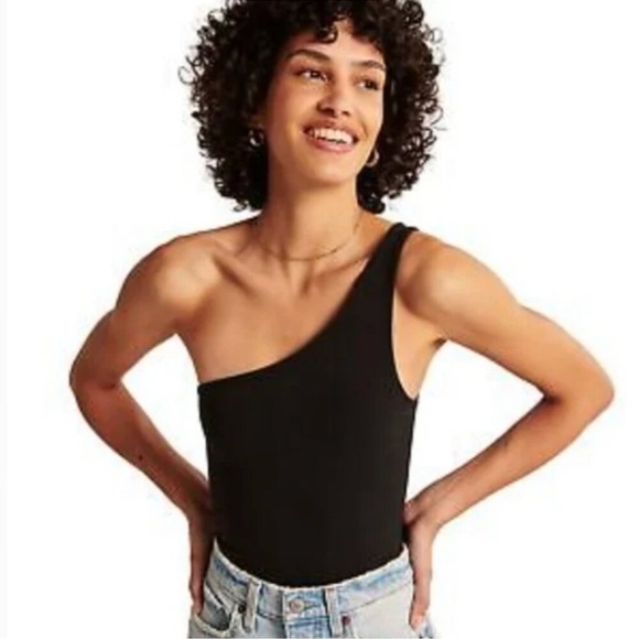 Abercrombie & Fitch Black Asymmetrical Sleeveless Bodysuit - Picture 1 of 2